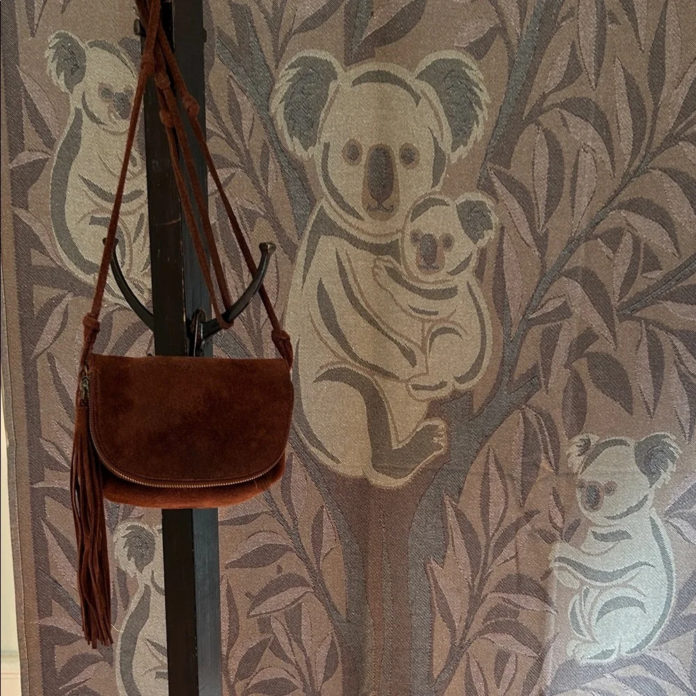 Genuine Suede Leather Crossbody Suede Tassel Bag Brown 2 Zip Festival Bag - Picture 3 of 16